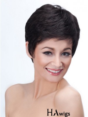 Boycuts Straight Black Capless Good Short Wigs