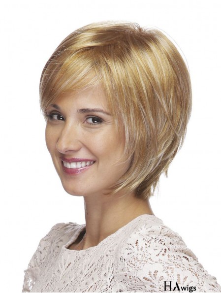 8 inch No-Fuss Straight Bobs Blonde Short Wigs