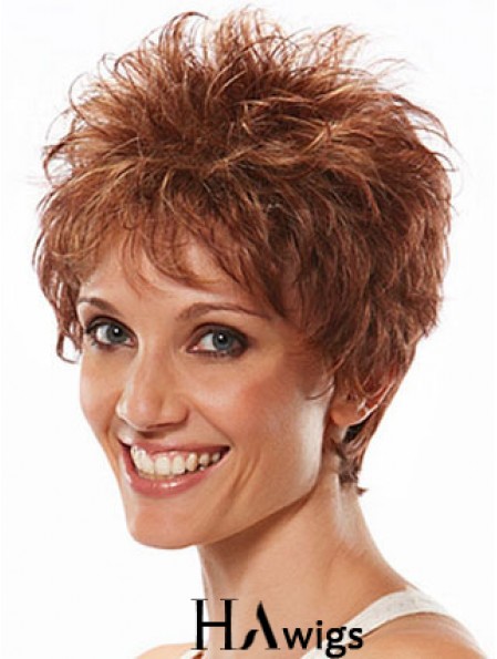 Boycuts Wavy Auburn Capless Flexibility Short Wigs