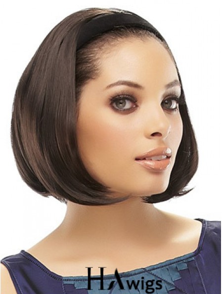 Brazilian Brown Straight Chin Length Half A Wig