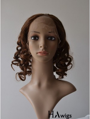 12 inch Lace Front Curly Brown Convenient U Part Wigs