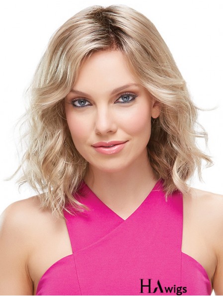 Front Lace Wigs UK Shoulder Length Blonde Color Layered Cut