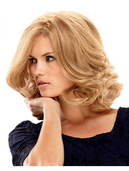 Shoulder Length Bobs 14 inch Curly Blonde Medium Wigs