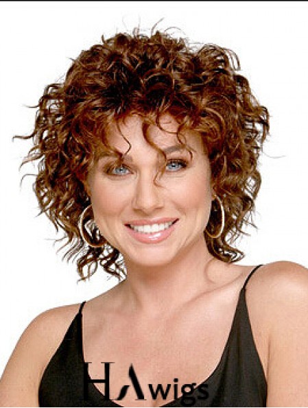 Shoulder Length Layered 13 inch Curly Auburn Medium Wigs