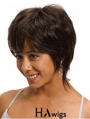 Chin Length Layered 10 inch Straight Brown Medium Wigs