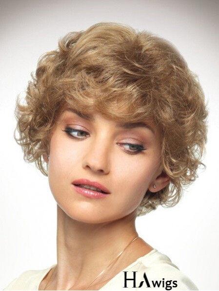 Chin Length Layered 10 inch Curly Blonde Medium Wigs