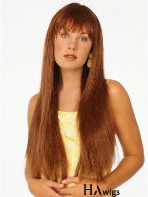 Good Auburn Straight With Bangs Capless Long Wigs