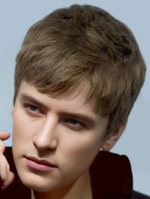 Brown Synthetic Capless Short Straight Wigs For Black Men