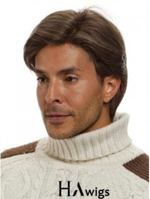 Monofilam Remy Human Short Brown Straight Man For Wig