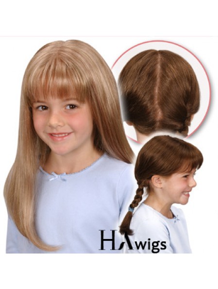 Monofilament Synthetic Long Blonde Straight Wigs For Kids UK