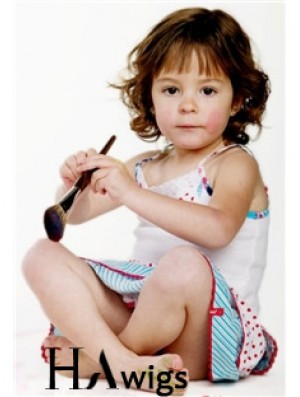 Wavy Chin Length Auburn Remy Human Hair 100% Hand-tied Kids Wigs