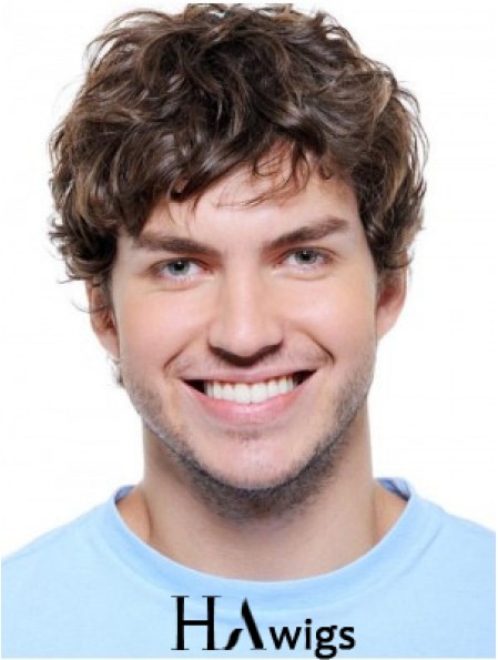 Wavy Synthetic Auburn Lace Front Short Hair Wigs For Men