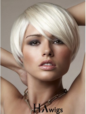 Capless Bobs Short Straight 8 inch Platinum Blonde Online Fashion Wigs