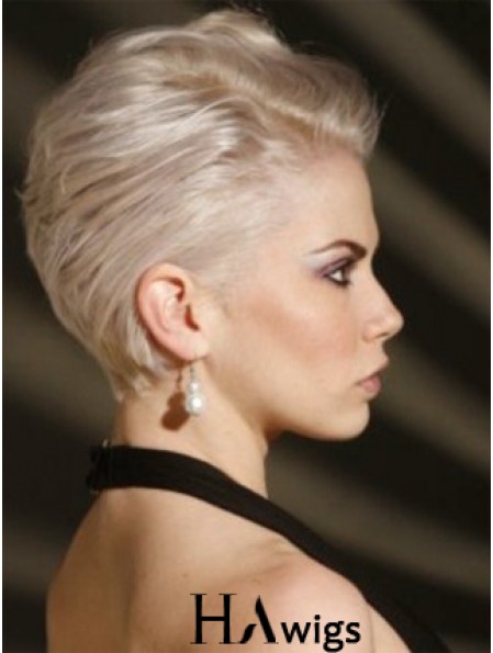 Capless Boycuts Short Straight 8 inch Platinum Blonde Affordable Fashion Wigs