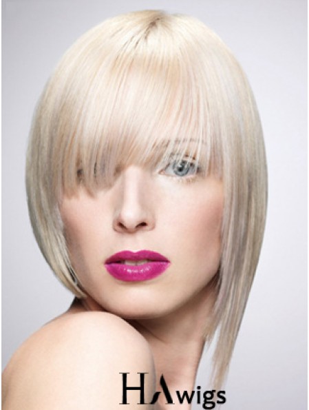 Monofilament Bobs Short Straight 10 inch Platinum Blonde New Fashion Wigs