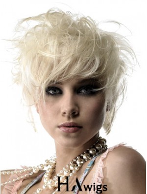 Lace Front Boycuts Short Wavy 8 inch Platinum Blonde Durable Fashion Wigs