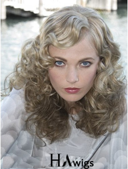 Lace Front Grey Shoulder Length Curly 16 inch Durable Fashion Wigs