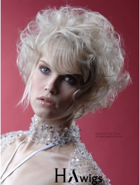 Monofilament Grey Short Curly 10 inch Platinum Blonde Perfect Fashion Wigs
