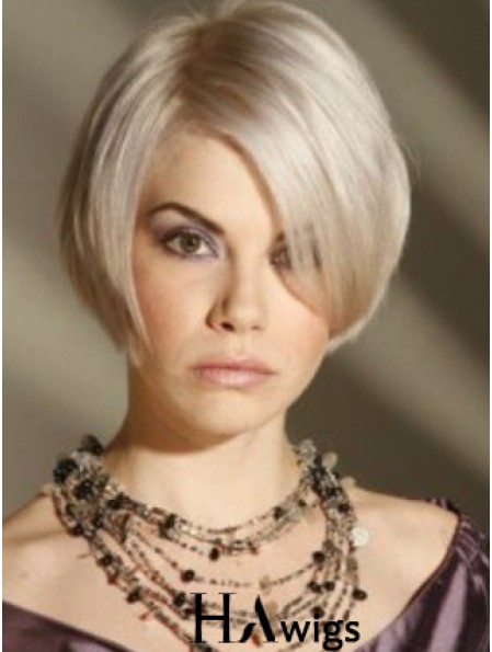 Capless Grey Short Straight 8 inch Platinum Blonde Amazing Fashion Wigs