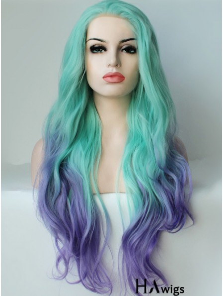 22 inch Ombre/2 Tone Long Without Bangs Wavy Ideal Lace Wigs