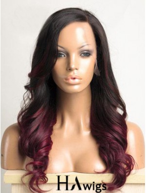 Long Ombre/2 Tone Wavy Without Bangs Ideal African American Wigs