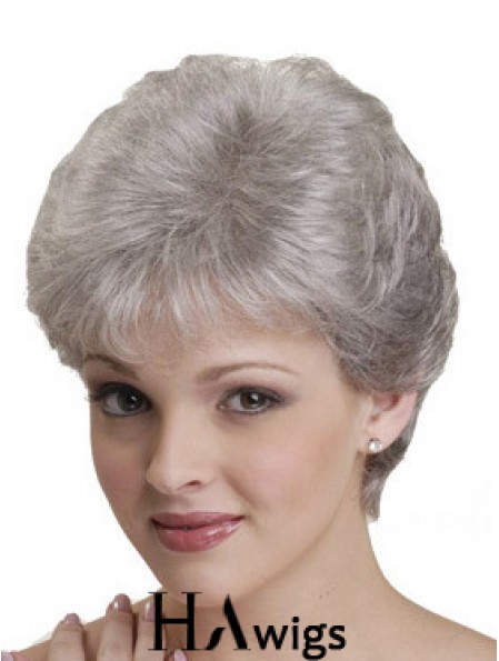 Canada Short Grey Wigs With Synthetic Capless Straight Style