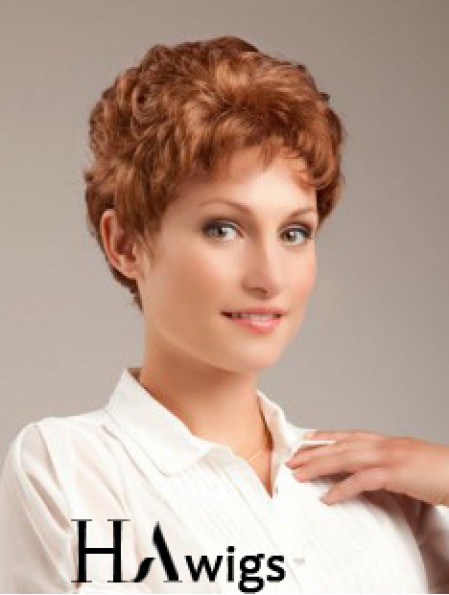 Wavy Auburn Sleek Cropped Classic Wigs