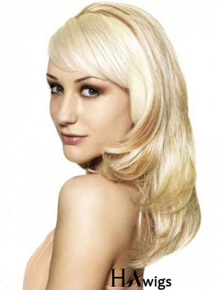 Blonde 16 inch Wavy Capless Synthetic Long 3/4 Wigs Cheap