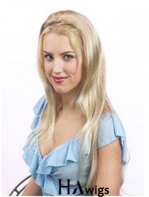 Suitable Blonde Synthetic Straight Hair Falls