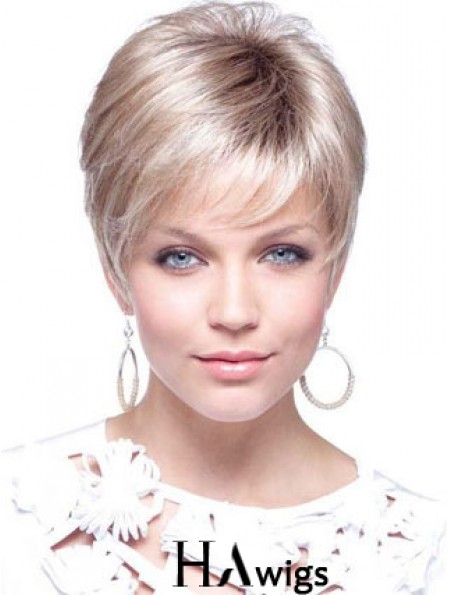 Blonde Cropped Straight Boycuts Capless Modern Ladies Wigs