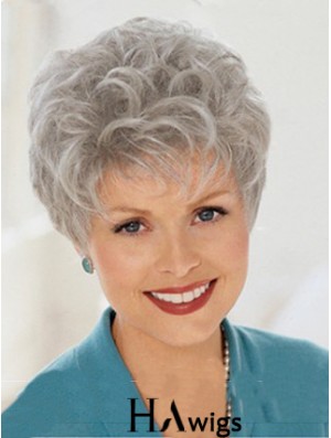 Discount Wigs With Capless Grey Cut Wavy Style Short Length