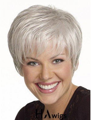 Straight Capless 8 inch Amazing Short Grey Wigs