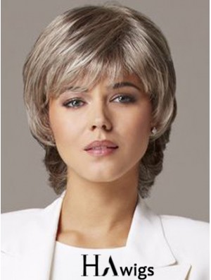 Cheap Wavy Capless 10 inch Sleek Short Grey Wigs Canada