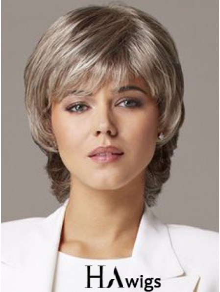 Cheap Wavy Capless 10 inch Sleek Short Grey Wigs Canada