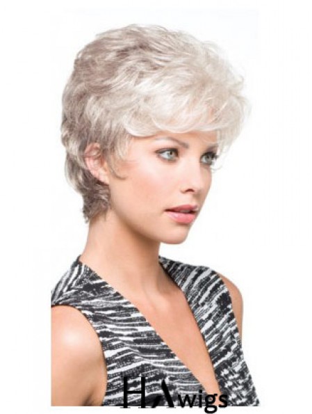 Salt And Pepper Grey Shorter Hair With Synthetic Capless Wavy Wigs