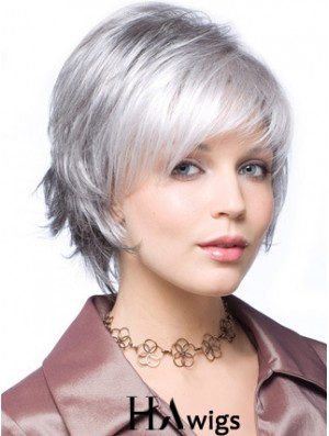 Straight Capless 8 inch Beautiful Short Grey Wigs