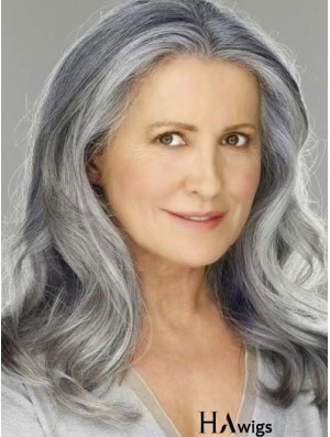 Wavy Lace Front 16 inch Best Shoulder Length Grey Wigs