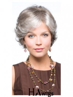 Synthetic Fabulous Short Wavy Grey Wigs