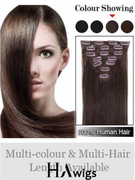 Designed Auburn Straight Remy Human Hair Clip In Hair Extensions