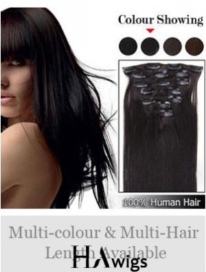 Cheap Brown Straight Remy Human Hair Clip In Hair Extensions