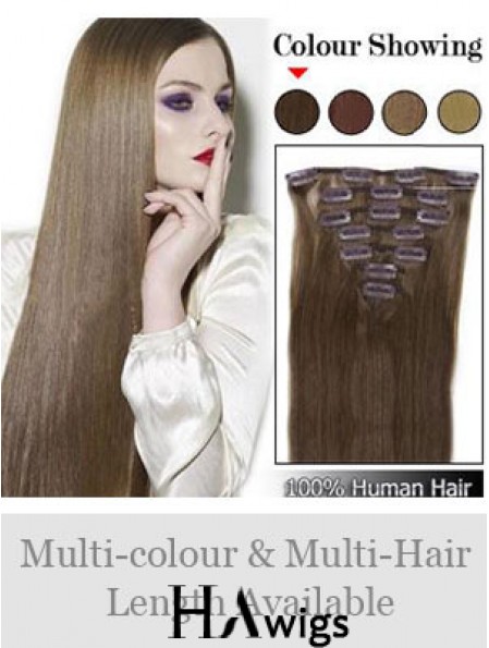 Best Brown Straight Remy Human Hair Clip In Hair Extensions