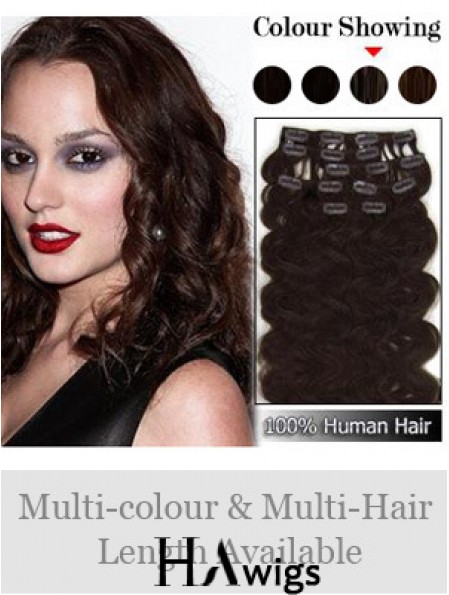 Exquisite Auburn Wavy Remy Human Hair Clip In Hair Extensions