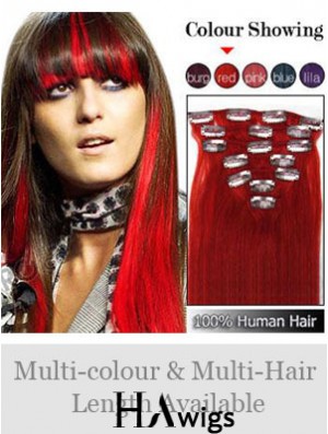 Top Red Straight Remy Human Hair Clip In Hair Extensions
