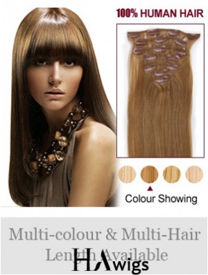 Hairstyles Brown Straight Remy Human Hair Clip In Hair Extensions