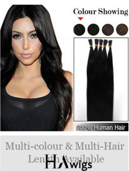 Black Straight Stick/I Tip Hair Extensions