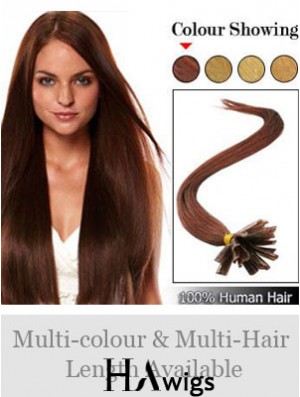 Auburn Straight Hairstyles Nail/U Tip Hair Extensions