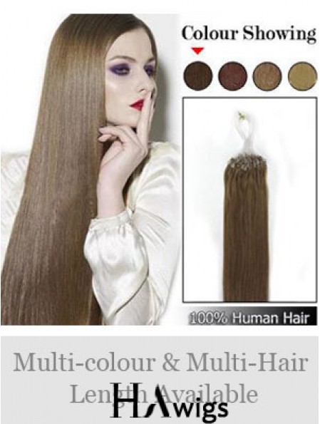 Fabulous Brown Straight Micro Loop Ring Hair Extensions