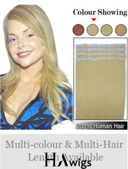 Blonde Straight Fashionable Remy Human Hair Tape In Hair Extensions