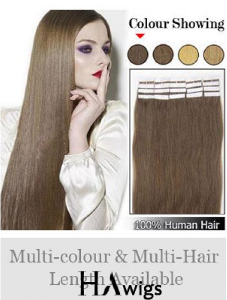 Brown Straight Exquisite Remy Human Hair Tape In Hair Extensions