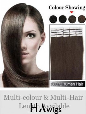 Brown Straight Durable Remy Human Hair Tape In Hair Extensions